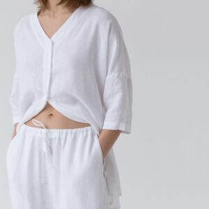 Linen Primrose Loungewear Set – Optical White