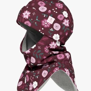 Thermal Merino Balaclava For Kids CLAVAN - Winter Flowers