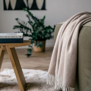 Natural Alpaca Wool Throw - Classic Fishbone