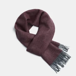 Natural Baby Alpaca Wool Scarf – Exclusive Fishbone - Dark Purple / Gray