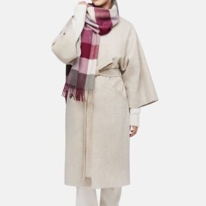 Natural Baby Alpaca Wool Midi Exclusive Check Scarf for Women