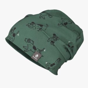 Cotton Beanie Hat With Folds DARGO - Green Dogs