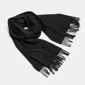 Natural Baby Alpaca Maxi-Scarf with Fringes - 30x200, black
