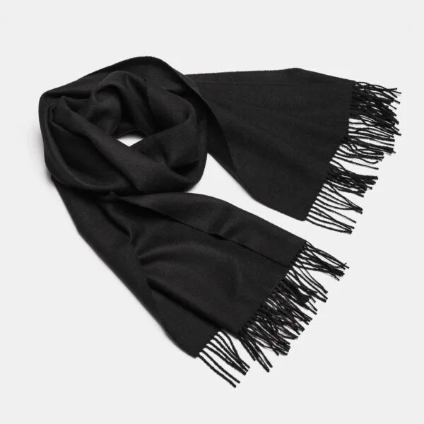 Natural Baby Alpaca Maxi-Scarf with Fringes - 30x200, black