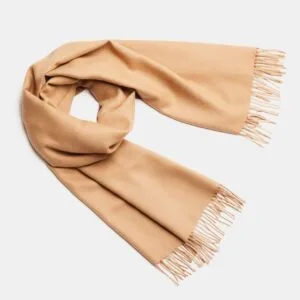 Natural Baby Alpaca Maxi-Scarf with Fringes - 30x200, Camel