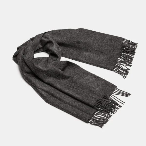 Natural Baby Alpaca Maxi-Scarf with Fringes - 30x200, Charcoal