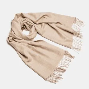 Natural Baby Alpaca Maxi-Scarf with Fringes - 30x200, Milk coffee
