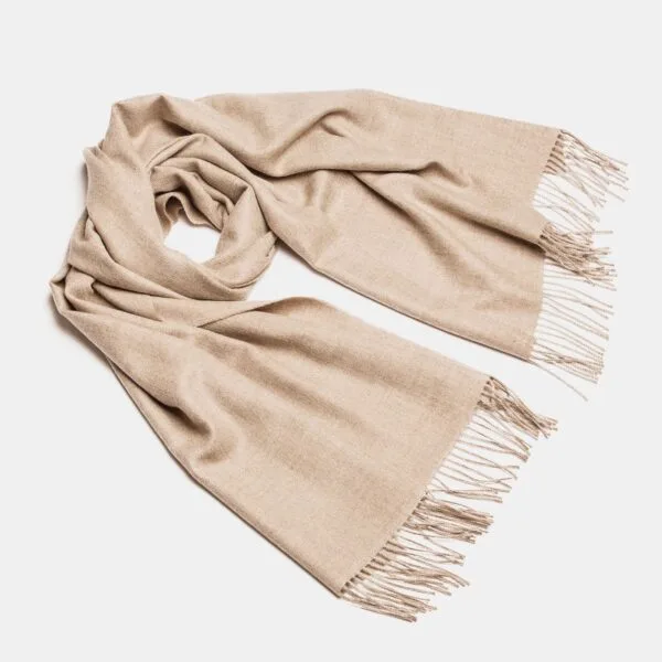 Natural Baby Alpaca Maxi-Scarf with Fringes - 30x200, Milk coffee