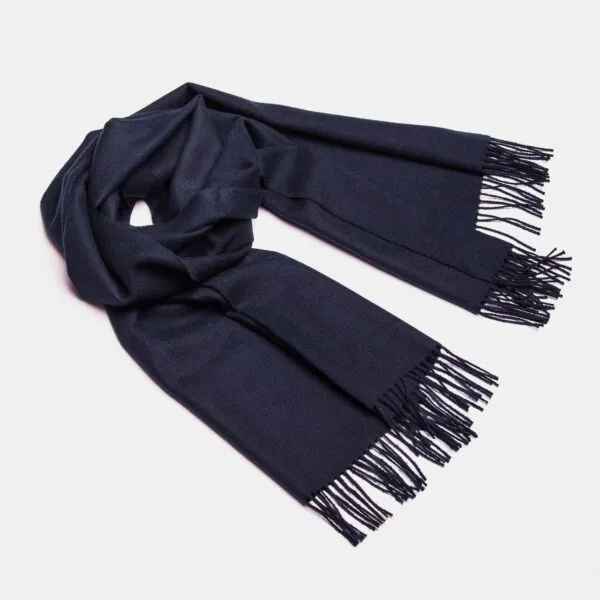 Natural Baby Alpaca Maxi-Scarf with Fringes - 30x200, Navy