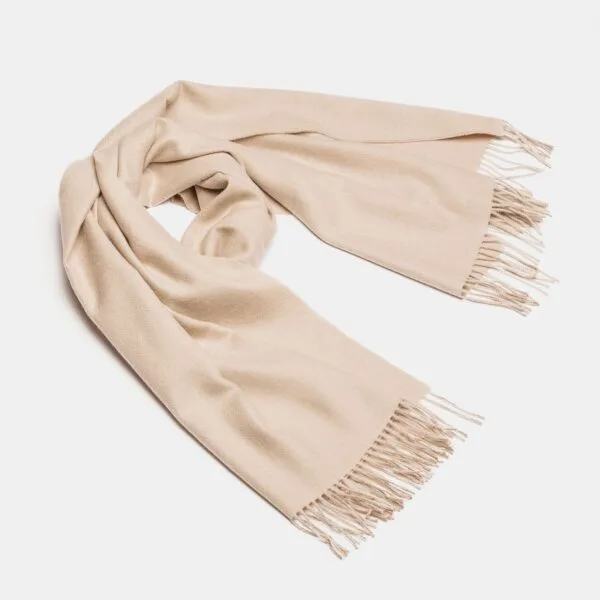 Natural Baby Alpaca Maxi-Scarf with Fringes - 30x200, Wheat