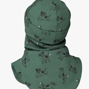 Spring-Fall Kids Balaclava BREDEN - Green Dogs