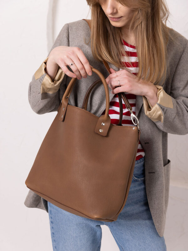 MIGLE Leather Handbag – Cappuccino