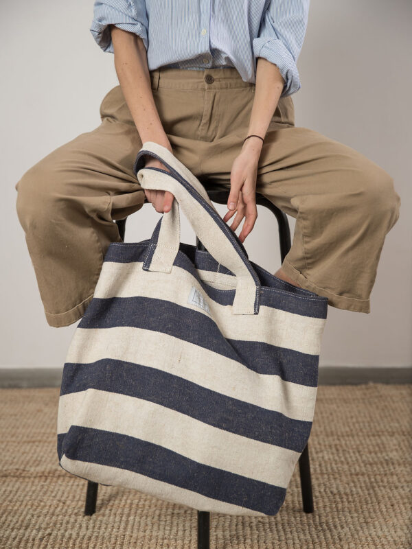 BEACH BAG – Reclaimed stripe canvas
