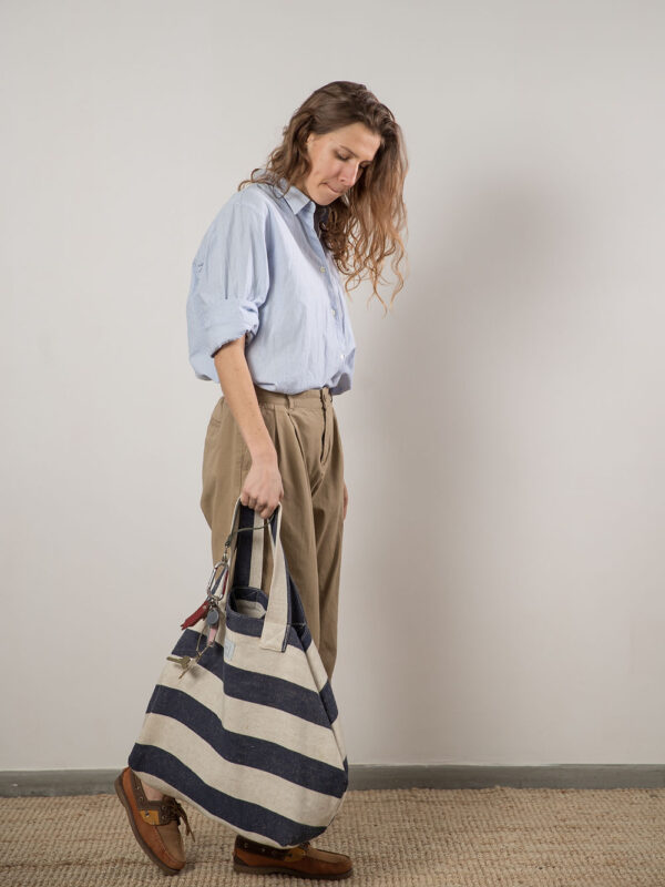 BEACH BAG – Reclaimed stripe canvas