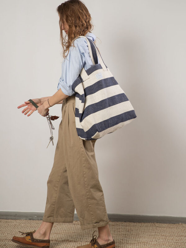 BEACH BAG – Reclaimed stripe canvas