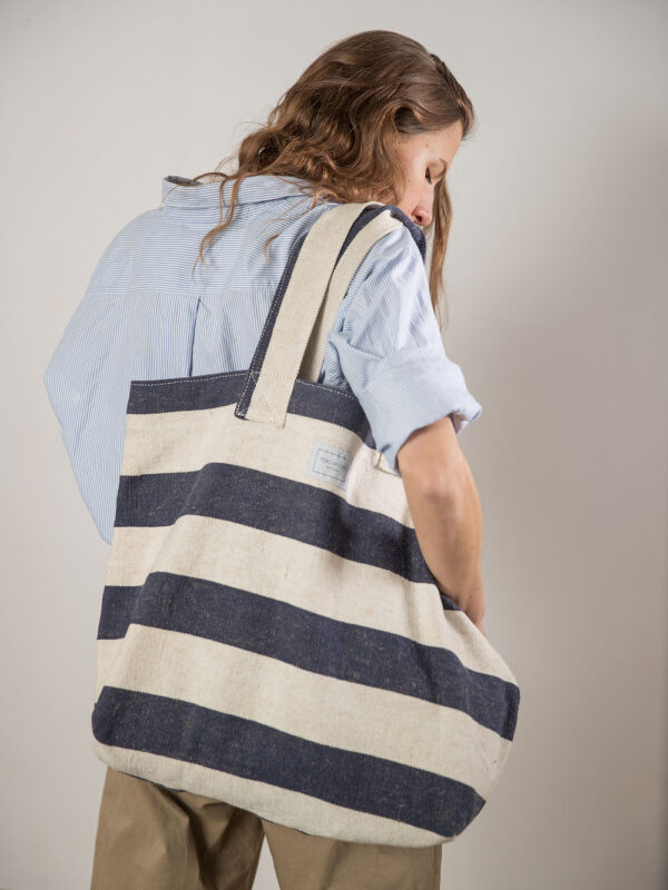 BEACH BAG – Reclaimed stripe canvas