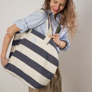 BEACH BAG – Reclaimed stripe canvas