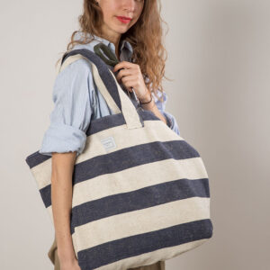 BEACH BAG – Reclaimed stripe canvas