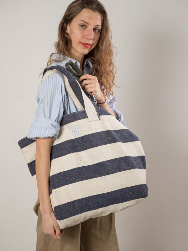 BEACH BAG – Reclaimed stripe canvas