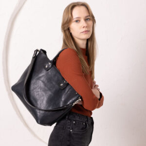 MIGLE Leather Handbag – Dark Denim