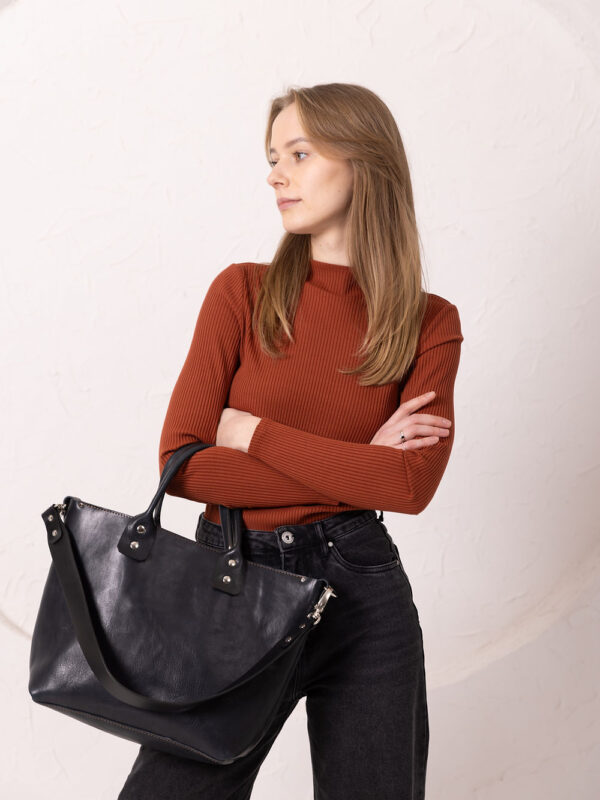 MIGLE Leather Handbag – Dark Denim
