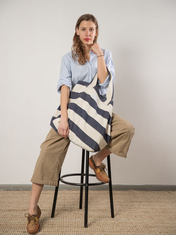 BEACH BAG – Reclaimed stripe canvas