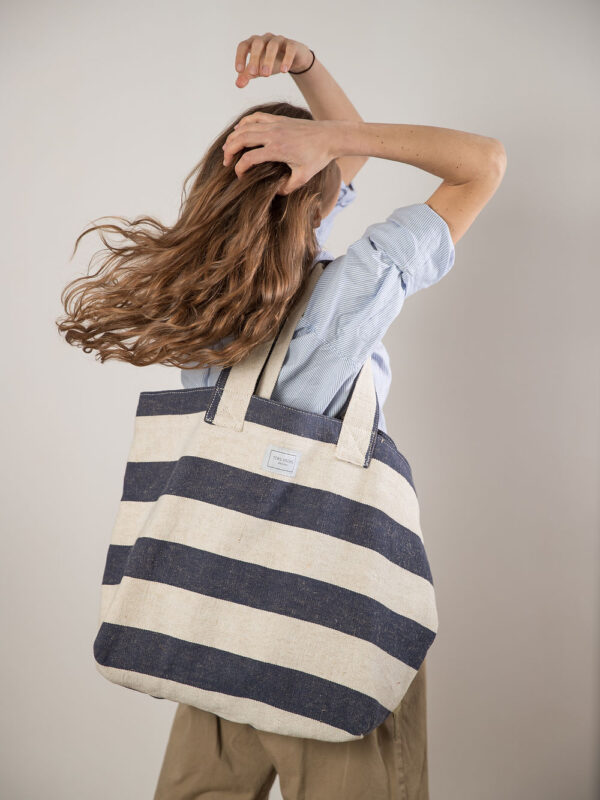 BEACH BAG – Reclaimed stripe canvas
