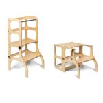 STEP'n'SIT® Convertible 2-in-1 Helper Tower/Table - Natural wood