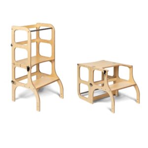 STEP'n'SIT® Convertible 2-in-1 Helper Tower/Table - Natural wood