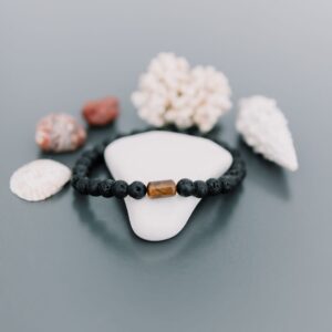 Lava Bracelet with 6mm Tiger Eye for Men