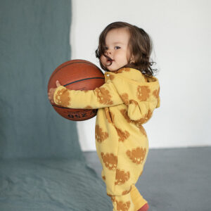 Eared Jumpsuit for Babies and Kids – Yellow with Clouds