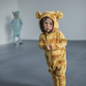 Eared Jumpsuit for Babies and Kids – Yellow with Clouds