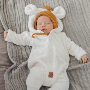 Eared Jumpsuit for Babies and Kids – Fuzzy Ecru