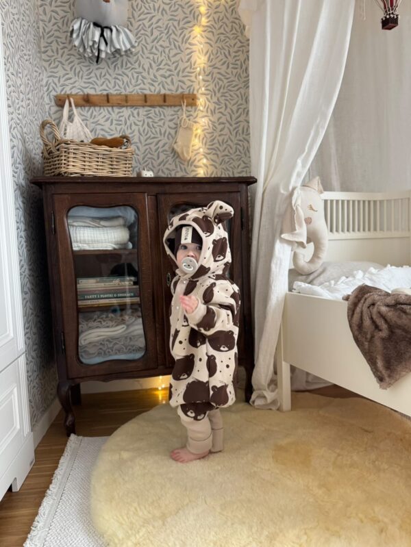 Eared Jumpsuit for Babies and Kids – Beige Bear