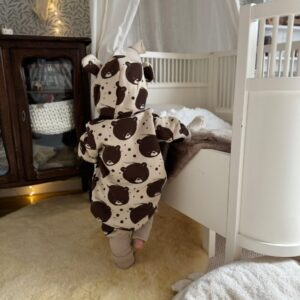 Eared Jumpsuit for Babies and Kids – Beige Bear