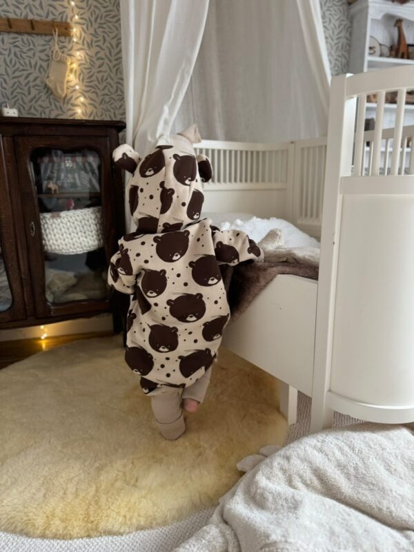 Eared Jumpsuit for Babies and Kids – Beige Bear