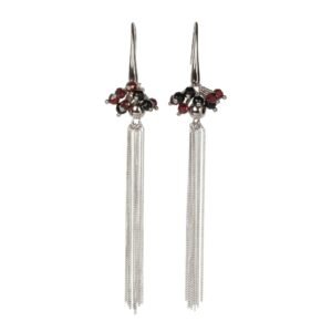 Cherie Black Tassel Earrings – Rose Gold and Silver