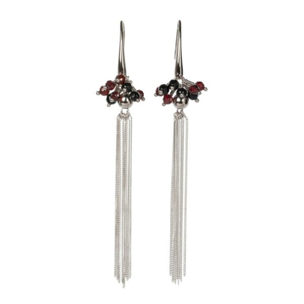 Cherie Black Tassel Earrings – Rose Gold and Silver