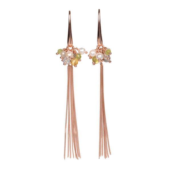 Cherie Color Tassel Earrings – Rose Gold and Silver