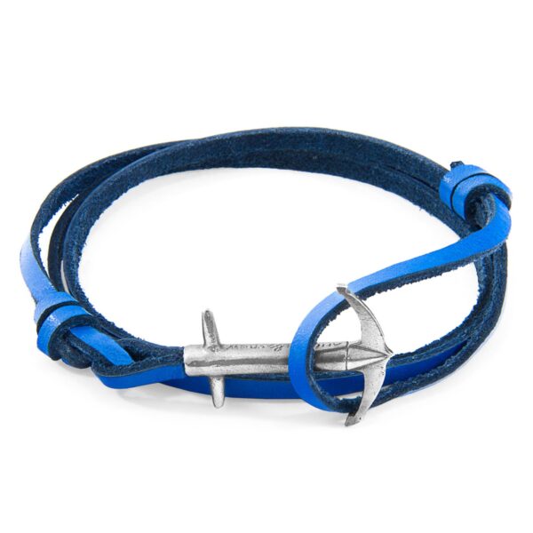 Admiral Anchor Silver and Flat Leather Bracelet – Royal Blue