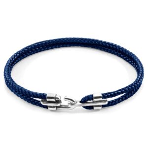 Canterbury Silver and Rope Bracelet - Navy Blue