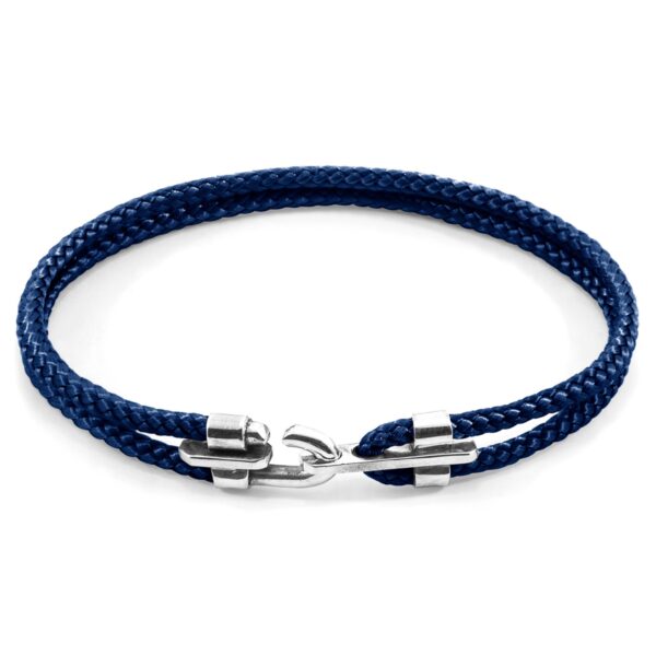 Canterbury Silver and Rope Bracelet – Navy Blue