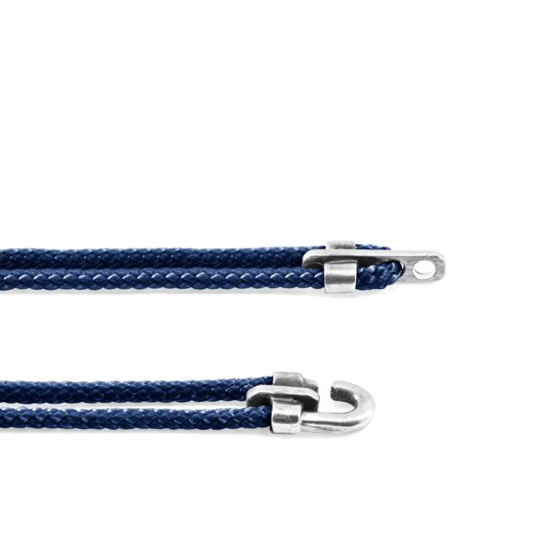 Canterbury Silver and Rope Bracelet – Navy Blue