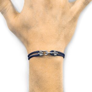 Canterbury Silver and Rope Bracelet – Navy Blue