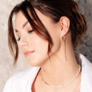 Cherie L-Tassel Earrings – Rose Gold and Silver
