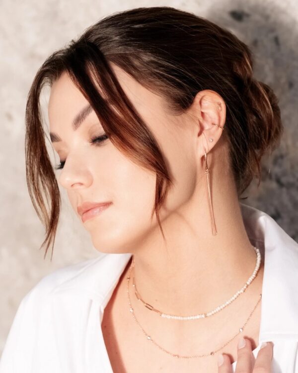 Cherie L-Tassel Earrings – Rose Gold and Silver