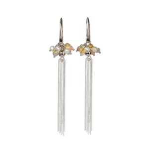 Cherie Color Tassel Earrings – Rose Gold and Silver