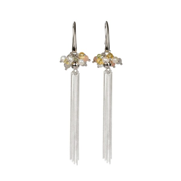 Cherie Color Tassel Earrings – Rose Gold and Silver