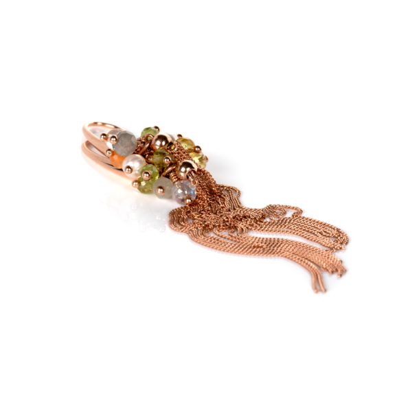 Cherie Color Tassel Earrings – Rose Gold and Silver