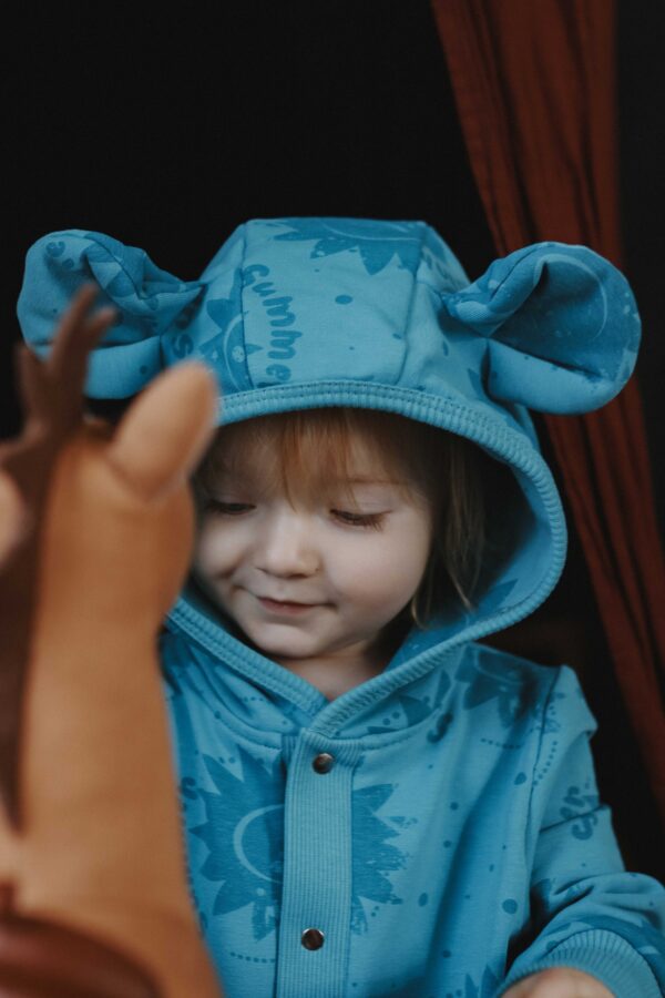 Eared Jumpsuit for Babies and Kids – Blue Suns